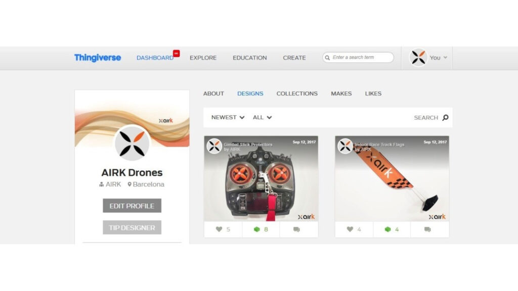 AIRK inaugura su canal de Thingiverse